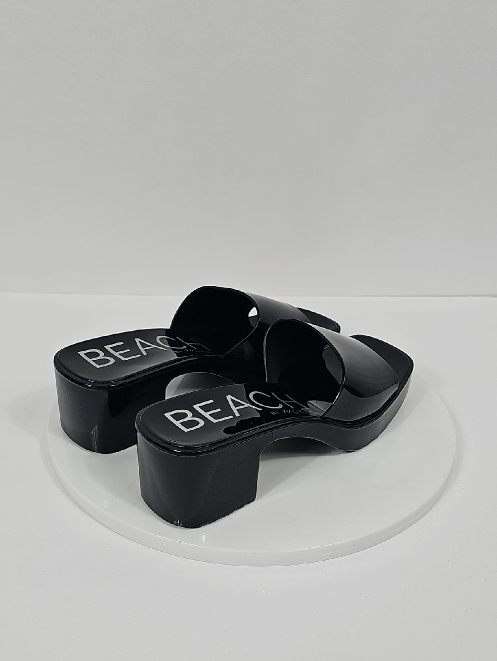 NIB Beach By Matisse Wade Platform Slide Sandals Block Heel Square Toe Black 7 - Picture 6 of 15